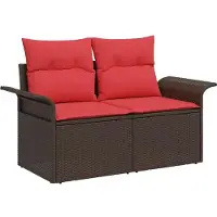 vidaXL Tuinbank Set 4 st Bruin en Rood poly rattan