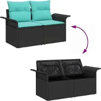 vidaXL Tuinbank Set 6 st Poly rattan