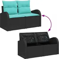 vidaXL Tuinbank Set 7 st Zwart Poly Riet