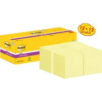 Post It Post-it Super Sticky Notes 654SSCYP1, B 76 x H 76 mm, 100% gerecycled papier, geel, 24 pads á 90 vellen