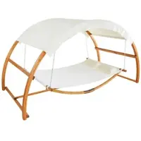TecTake Hangmat Locarno - Met Standaard - 2 Persoons - 328 x 160 x 171,5 cm - Hangstoel met 250kg Draagkracht - Hangschommel - Hangmat met Houten Frame en Zonnedak