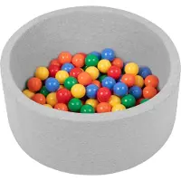 Petsona Ballenbad voor honden 70x30cm met 150 ballen 6cm - Hondenzwembad - Ballenbak Rond - Kattenspeelgoed - Hondenzwembad klein - Lichtgrijs: Geel Groen Blauw Rood Oranje