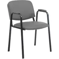 CLP Ken Pro - Stapelstoel - armleuningen - zwart - 150 kg - Kunstleer/grijs