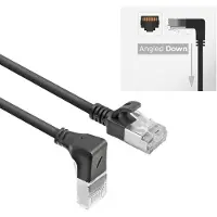 ACT DA3930 U/FTP CAT6A LSZH Slimline Patchkabel | RJ45 Connectoren Recht naar 90° Haaks Rechts | Zwart | 15 cm