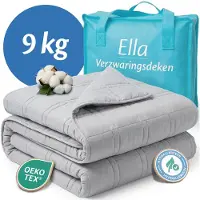 EL Life Verzwaringsdeken 9kg 150 x 200cm - Zwaartedeken - Weighted Blanket - Verzwaarde Deken - OEKO-TEX Katoen - Lichtgrijs