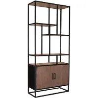 Lizzely Garden & Living Boekenkast mangohout Sidney walnoot bruin kast industrieel duurzaam massief hout mango wandkast