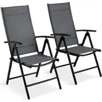 Markenlos Tuinstoelen - Set van 2 - Opklapbare stoelen - Buitenstoelen - Aluminium frame - Rugleuning - Verstelbaar - Zwart/Grijs