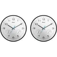 OEM Plastic wandklok met temperatuur- en vochtigheidsindicator, zwart, 30 cm diameter, set van 2, artikelnummer 16180
