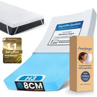 Arensberger Matras Topper Premium, 180cm x 200cm x 8cm, Gelschuim Matras Topper, Wasbare Hoes, geschikt voor Binnenvering & Schuim Matrassen, H2 H3, matras topper 180x200 cm