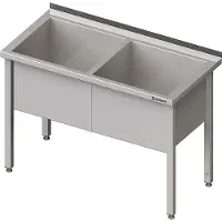 Stalgast Spoelbak met twee bakken, 1500x600x850 mm, met een bakhoogte van 400 mm, met opstaande randen, en volledig gelast