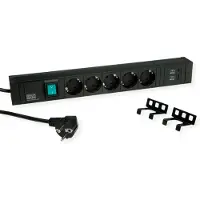 Bachmann CONNECT LINE 5xbeveiligd contact, USB A&C schakelaar 22W, zwart