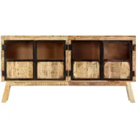vidaXL Dressoir 160x30x80 cm massief ruw mangohout bruin en zwart
