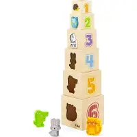 Vigatoys VIGA Houten Piramide, Puzzel, Bouwstenen, Sorteerspeelgoed, Montessori