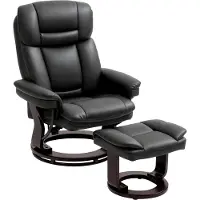 HOMCOM -Relaxsessel mit Hocker-Kunstleder-86L x 83B x 107H cm-Schwarz