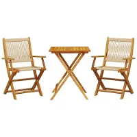 vidaXL 3-delige Bistroset polypropeen en massief hout beige