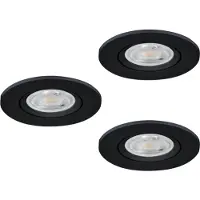 Eglo Set van 3 inbouwspots Barranco zwart Ø 8,4cm IP44 - 3000K