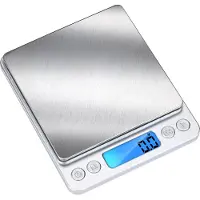 Alpina Keukenweegschaal Digitaal - Precisie Weegschaal Keuken met 2 Bakjes - Digitale Keukenweegschaal met Tarra Functie en Kom - LCD Display