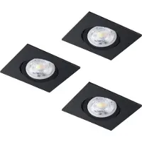 Eglo Set van 3 inbouwspots Saliceto vierkant zwart 4,8W