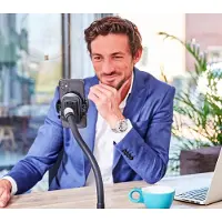 Goos-e Telefoonhouder- Telefoonstandaard - Telefoonstatief – met STERKE flexibele hals 55 cm + 2-weg klem - Flexibel & Stijlvol - o.a. bureau, tafel, hometrainer, bed - NL design