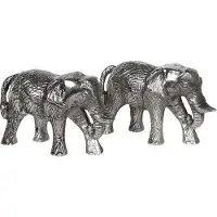 Clayre & Eef Peper en zout Stel Set van 2 Olifant 11x4x7 cm Zilverkleurig Aluminium Zout en Peper Strooiset