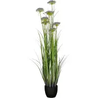 Mica Decorations Engelwortel – Kunstgras in Pot – Realistische Nepplant Woondecoratie – Kunstplanten voor Binnen en Buiten – H150 x Ø45 cm – Groen, Paars
