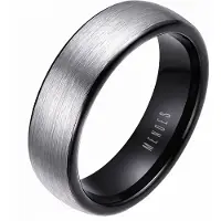 Mendes Wolfraam ring geborsteld zilver met Zwart 6mm-21.5mm