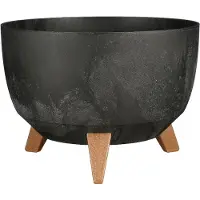 Mica Decorations Doppio Plantenbak op Poten - 18,5 x Ø33 cm - Plantenbakken voor Buiten - Bloembakken voor Balkon - Gerecycled Plastic - Zwart