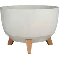 Mica Decorations Doppio Plantenbak op Poten - 18,5 x Ø33 cm - Plantenbakken voor Buiten - Bloembakken voor Balkon - Gerecycled Plastic - Grijs