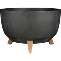 Mica Decorations Doppio Plantenbak op Poten - 20,5 x Ø40 cm - Plantenbakken voor Buiten - Bloembakken voor Balkon - Gerecycled Plastic - Zwart