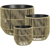Mica Decorations Peta Bloempot voor Buiten – Set van 3 – Plantenpot voor Bloemen en Buitenplanten – Bloempotten voor Buiten – Groen