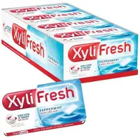 Xylifresh Peppermint Gum doos suikervrije kauwgom - verfrisser - voordeelverpakking met 24 pakjes à 18 g. Suikervrije kauwgom met Xylitol. Aanbevolen door het Ivoren Kruis. Voor voelbaar schone tanden