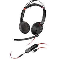 Poly Blackwire 5220 Headset Bedraad Hoofdband Oproepen/muziek USB Type-A Zwart, Rood