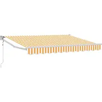 vidaXL Uitschuifbare luifel Geel en Wit 2,5 x 2 m Polyester en Metaal
