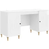 vidaXL Bureau Glanzend Wit 142,5 x 50 x 75 cm Bewerkt hout