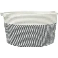 vidaXL Opbergmand Ø 40x25 cm katoen grijs en wit
