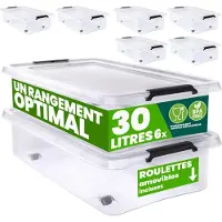 Deuba 6 Stuk Opbergbox met Deksel Transparant 60x40x17cm 30L