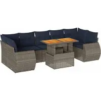 vidaXL 8-delige Loungeset met kussens poly rattan grijs