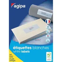 Agipa APLI-Etiquettes - Adhésif permanent - blanc - 70 x 31 mm 2700 étiquette(s) (100 feuille(s) x 27 étiquettes