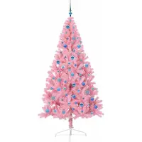 vidaXL Kunststof Voorverlichte Kerstboom met 300 LED Roze 240 cm PVC