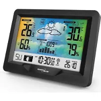 Greenblue Radio weerstation kleur met DCF maanfasen barometer kalender voeding GB540N, Weerstation, Zwart