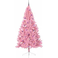 vidaXL Kunststof Voorverlichte Kerstboom met 300 LED Roze 240 cm PVC