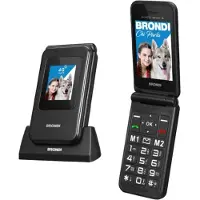 Brondi 10281080, Clamshell, Dual SIM, 7,11 cm (2,8 inch), Bluetooth, 1000 mAh, Zwart, Metallic