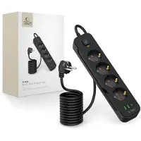 Tech-Protect Stekkerdoos 4 Stopcontacten 2 USB en 1 USB C - 2 Meter Kabel
