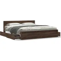vidaXL Bedframe met hoofdeinde bewerkt hout sonoma eiken 200x200 cm