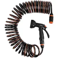 Bradas Spiraalslang voor de tuin, SPRING FLEX, 10 meter, met een spuitpistool met 9 verschillende spuitstanden