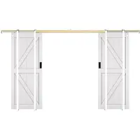 Vente-unique Dubbele schuifdeur met klamplaagsysteem van hout en mdf - Wit - 2 x H205 x L93 cm - NEFARA