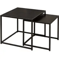 Invicta Design bijzettafels set van 2 SLIM LINE 50cm zwart essen industrieele stijl - 42011