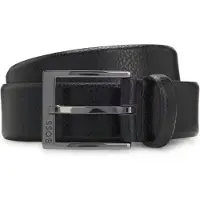 BOSS Riem van generfd Italiaans leer met bronzen doorngesp