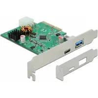 DeLOCK PCI Express x4 Card to 1 x external USB Type-C female with PD function + 1 x external USB Type-A female SuperSpeed USB 10 Gbps (USB 3.2 Gen 2)