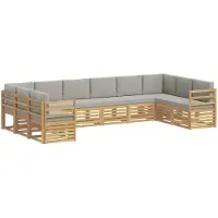 vidaXL Buiten bank set 10 st Wit en Lichtgrijs Polyester